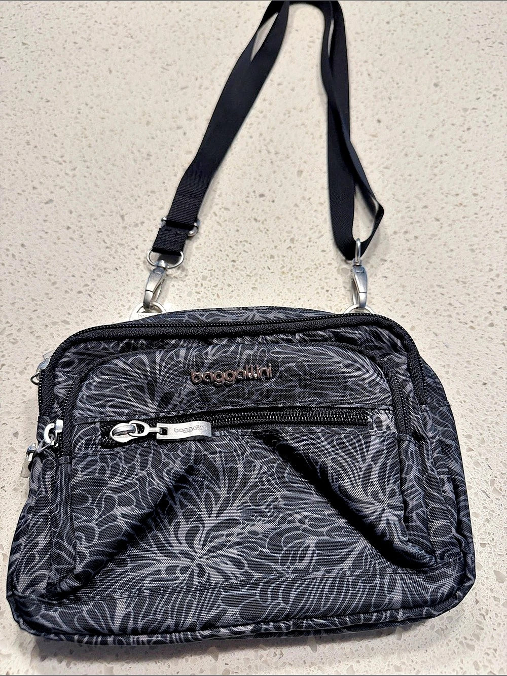 Baggallini Floral Crossbody Bag in Black & Gray
